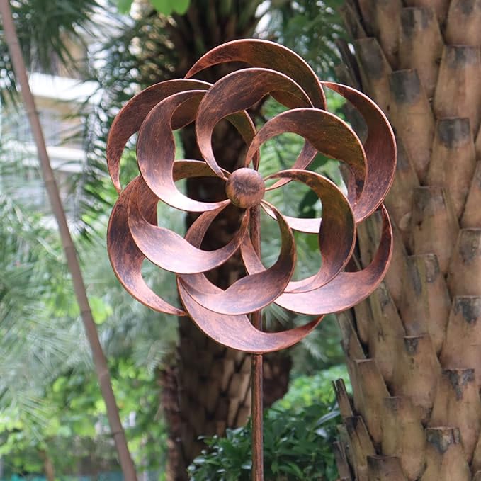 360 Degrees Metal Swivel Classical Wind Spinner Willow Leaves for Patio Lawn Outdoor Yard Lawn Garden