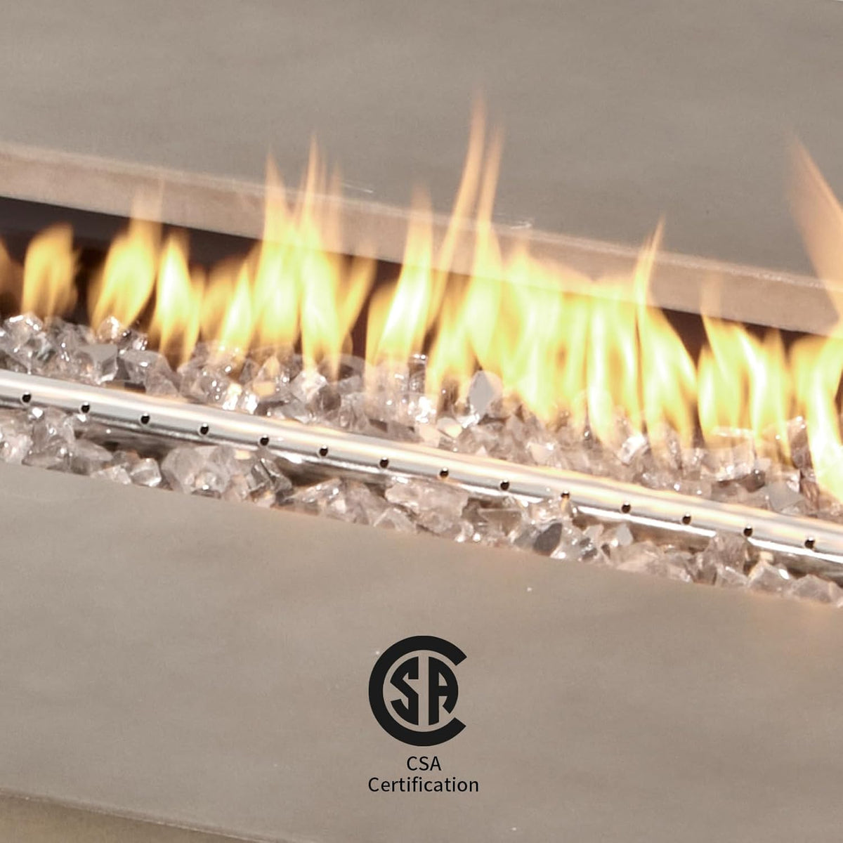 COSIEST Outdoor Propane Fire Pit Table, 56-inch x 28-inch Rectangle Gray Concrete-Like Finish, CSA Certified, 50,000 BTU Stainless Steel Burner w Transparent Gray Fire Glass, Wind Guard, Raincover