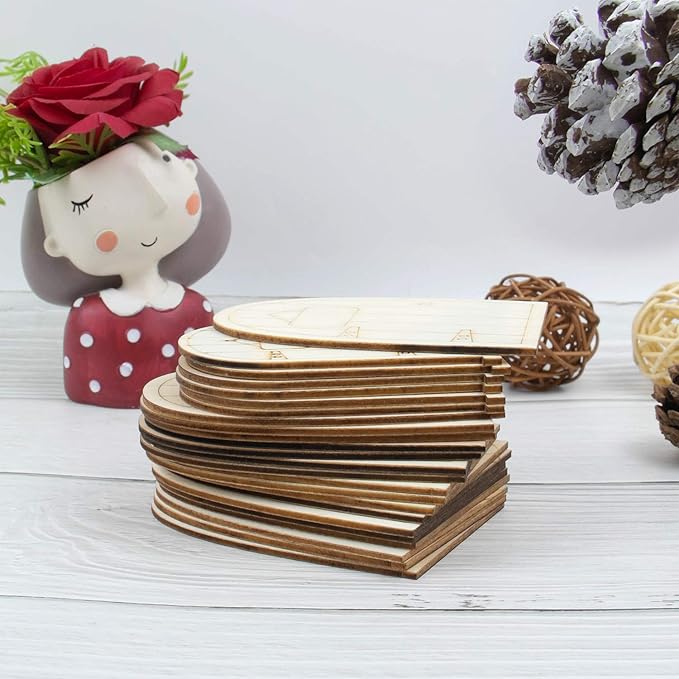 AUEAR, 24 Pack Unpainted Fairy House Doors Mini Wooden Miniature Garden Door for DIY Craft 4 Styles