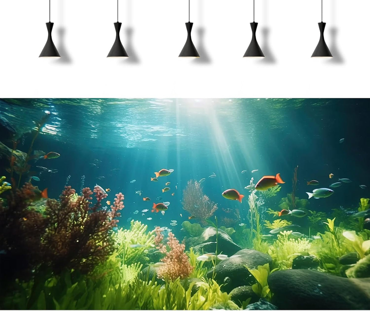 Fish Tank Background Underwater Aquarium Background Under The Sea Aquatic Plants Fish Tank Backgrounds Ocean Floor Rock Terrarium Wallpaper Tropical Fish Aquarium Reptile Tank Backgrounds 48x18in