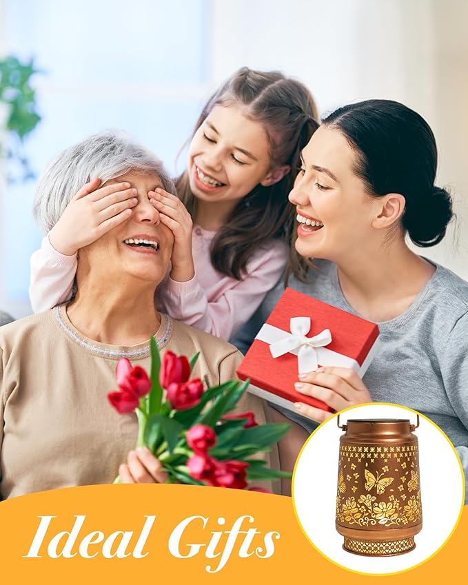 Butterfly Solar Lanterns Outdoor Waterproof, Garden Decor Birthday Gifts for Women Mom Grandma Sister, Metal Hanging Solar Lights Outside Decorative for Yard Patio Backyard Deck Porch Decorations