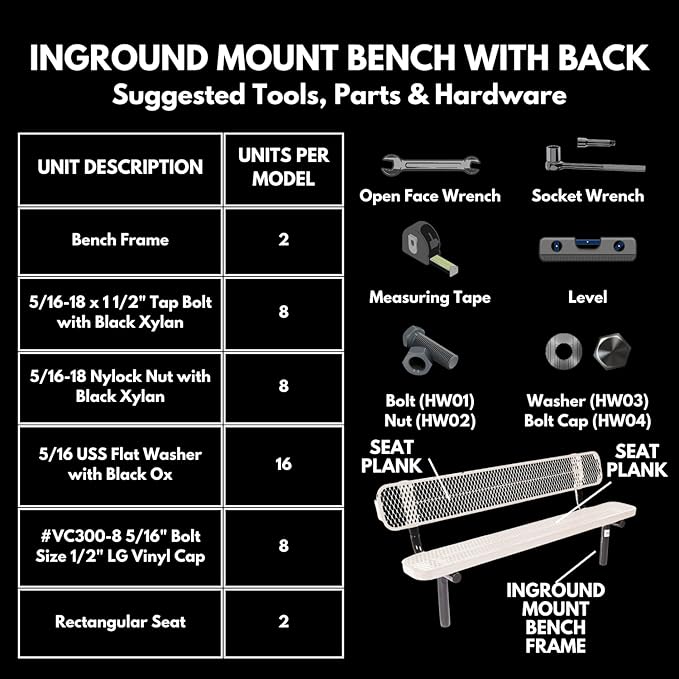 Heavy-Duty Outdoor Bench Thermoplastic Coated, Expanded Metal, Commercial-Grade Seating, Made in America (Inground with Back, 8 Ft, Textured Gold Vein)