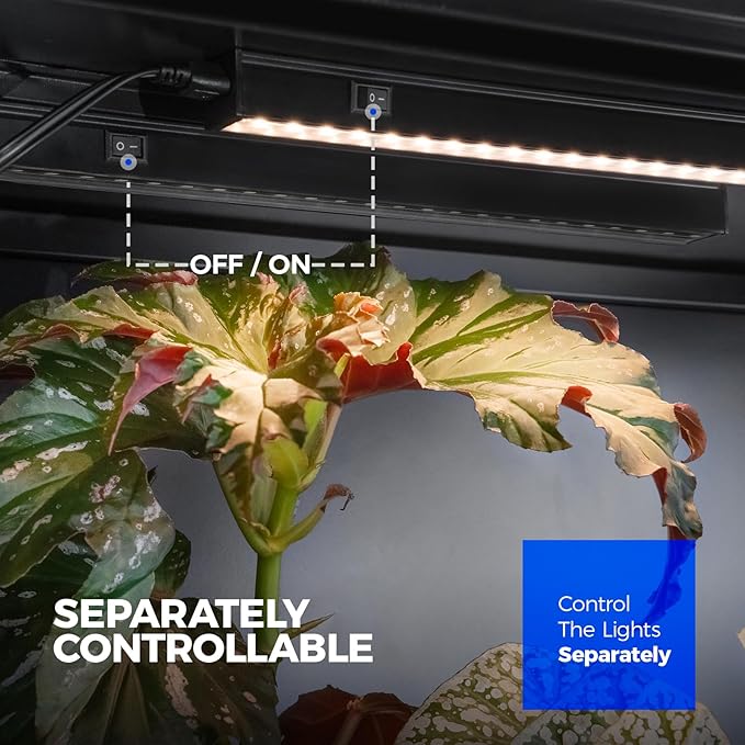 Barrina T5 Grow Lights for Indoor Plants, 2FT 40W (4 X 10W) Magnetic Installation, Full Spectrum Grow Light Strip with Individual Switch, Grow Lamp with Black Cover, Plug and Play, Yellow, 4 Packs