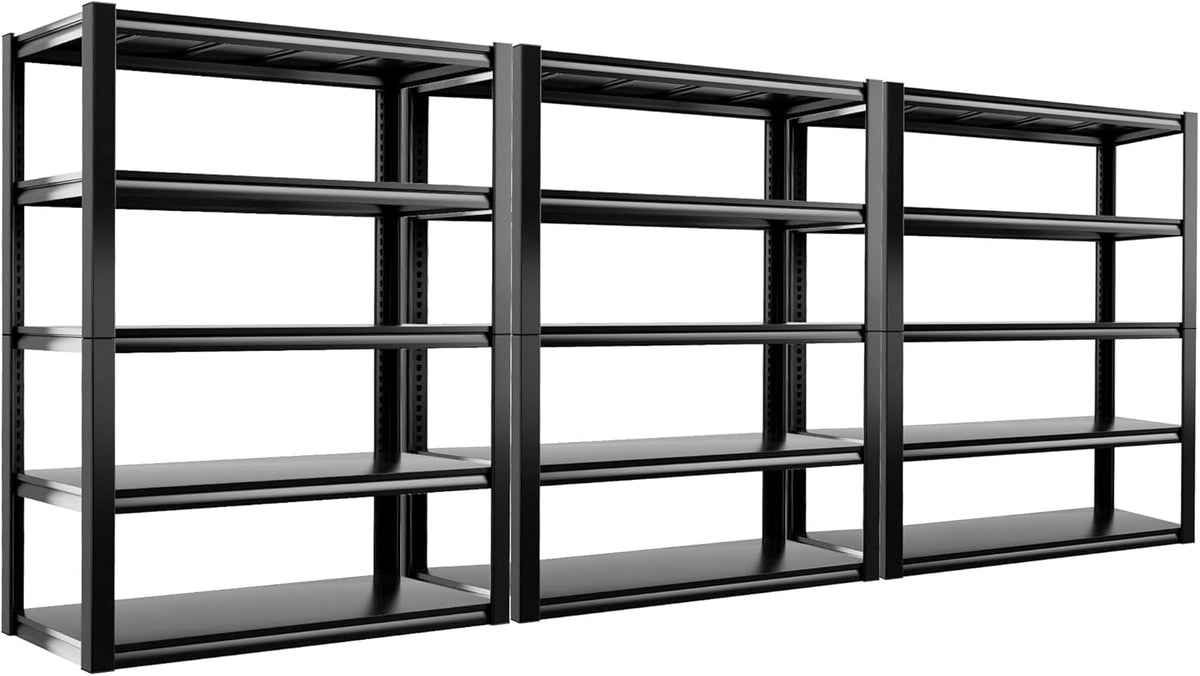 REIBII Storage Shelves Heavy Duty Garage Shelving 72" Adjustable Metal Shelves for Storage 5 Tier Garage Shelf Heavy Duty 2500LBS Basement Kitchen Pantry Shelf, 3 Pack