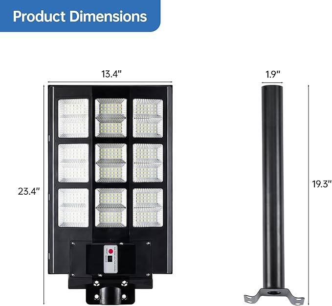 6000W Solar Street Lights Outdoor – 240,000LM 7000K LED with Motion Sensor, 324 LEDs, 240° Wide Angle, IP65 Waterproof, Dusk to Dawn Solar Flood Lights for Yard, Parking Lot, Garage