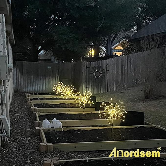 Anordsem Solar Lights Outdoor Waterproof: Garden Light Solar Powered for Yard Outside - Sparkler Fireworks Twinkle Lighting Patio Decor 4 Pack - LED Starburst Gardening Gifts for Women Gardener