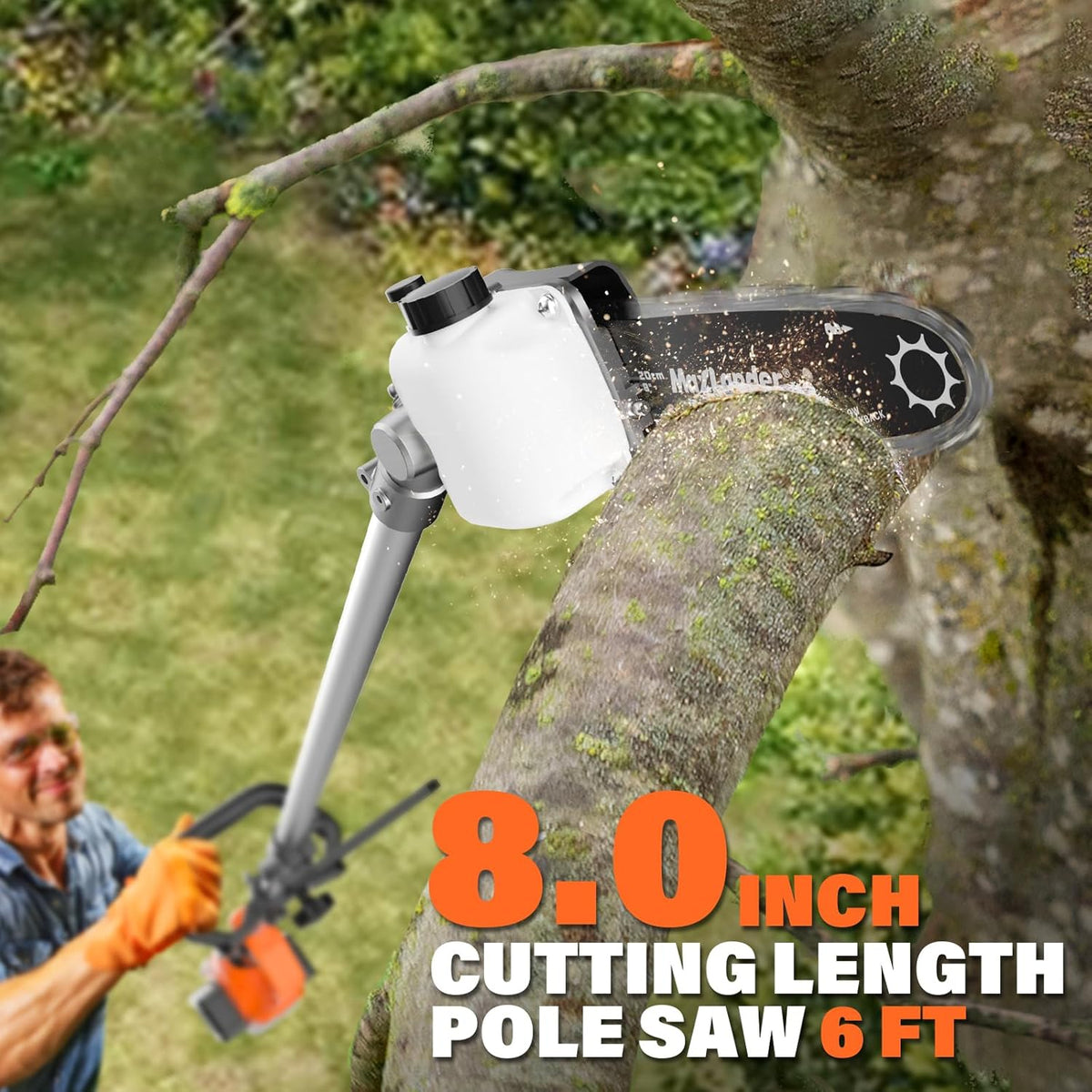 MAXLANDER 40V Hedge Trimmer, Weed Wacker Cordless, 8" Electric Pole Saw and Brush Cutter Blade, 4-in-1 Multi Garden Tools with 2 * 20V 4.0Ah Batteries and 1*Charger
