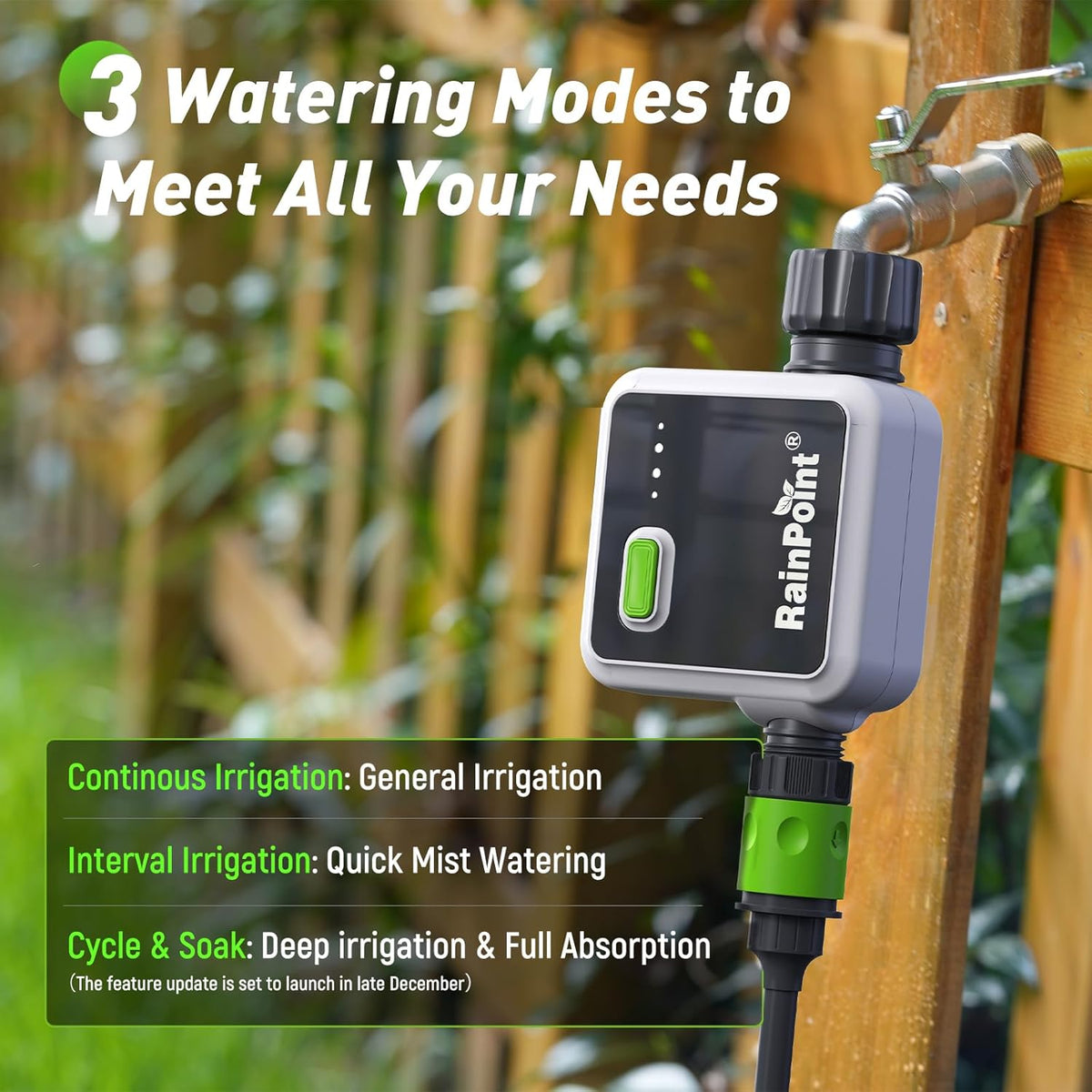 RAINPOINT 1-Zone Wireless Smart Water Timer for Garden Hose with Hub Outdoor Sprinkler Irrigation Rain Delay, APP Remote Control WiFi Valve for Faucet Automatic Schedules Lawn,Backyard,Pool