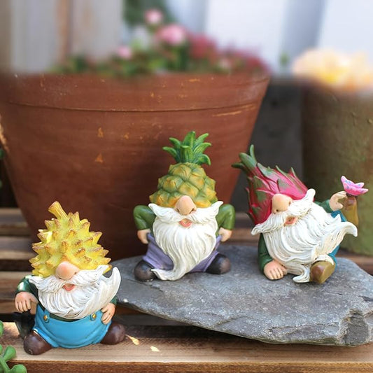 3 PCS Funny Garden Gnome Statues, Creative Resin Dwarf Sculptures, Outdoor Yard Decor, Gnomes Tree Faces for Lawn, Patio, Porch, Miniature Fairy Garden Accessories, Novelty Gift for Indoor/Outdoor Use