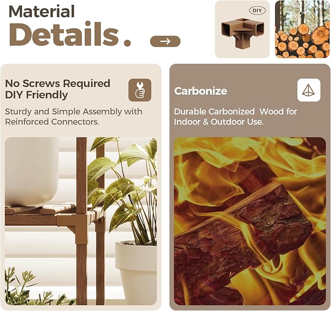 Bamworld Plant Stand Indoor Wood Plant Shelf Tiered Plant Rack for Multiple Plants Upgrade 7 Pots Ladder Plant Holder Plant Table for Mulitiple Pots Boho Decor Home Decor