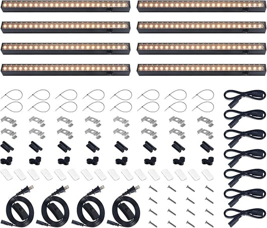 Barrina Grow Lights for Indoor Plants Full Spectrum, 1ft LED Grow Light Fixture, Black Cover LED Plant Grow Light Bulbs for Indoor Plants, Greenhouse, Plug and Play, Linkable Design, Yellow, 8 Packs