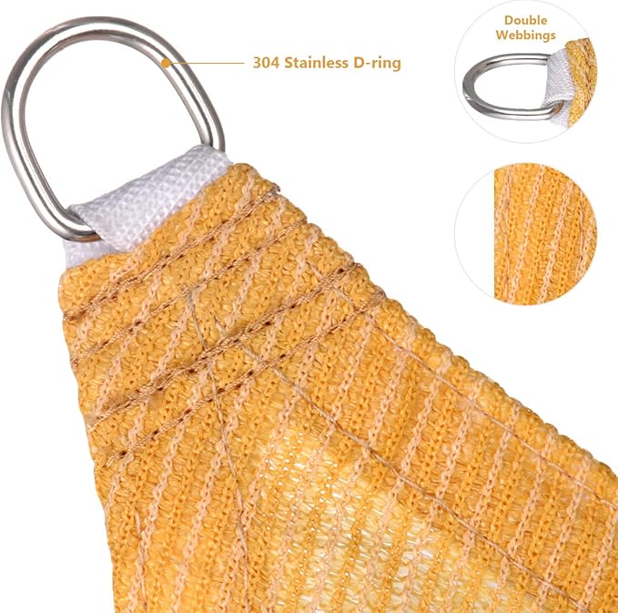 Eden's Decor Straight Flat-Edged Sun Shade Sail Rectangular 9' x 18' Wheat UV-Blocking Outdoor Canopy Fabric Cloth Awning for Pergola Patio Garden Backyard Custom Size