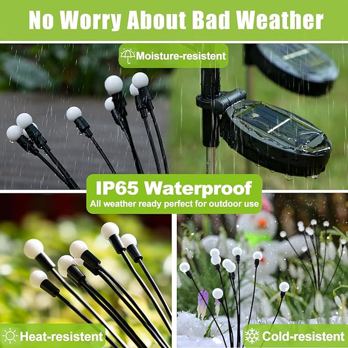 2 Pack Solar Firefly Lights + 2 Pack Iron Winged Angel Light Solar for Yard, Patio, Pathway, Lawn, Walkway, Camping, Pool, Solar Ground Lights Walkway Lights Deck Lights