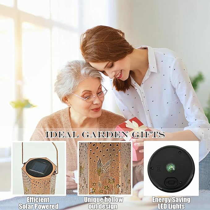 Hummingbird Solar Lanterns Outdoor Waterproof - Birthday Gifts for Women, Men, Mom, Mothers Day Gifts, Solar Lights Outdoor Hanging Garden Decor for Outside, Patio, Outdoor, Yard, Lawn, Balcony