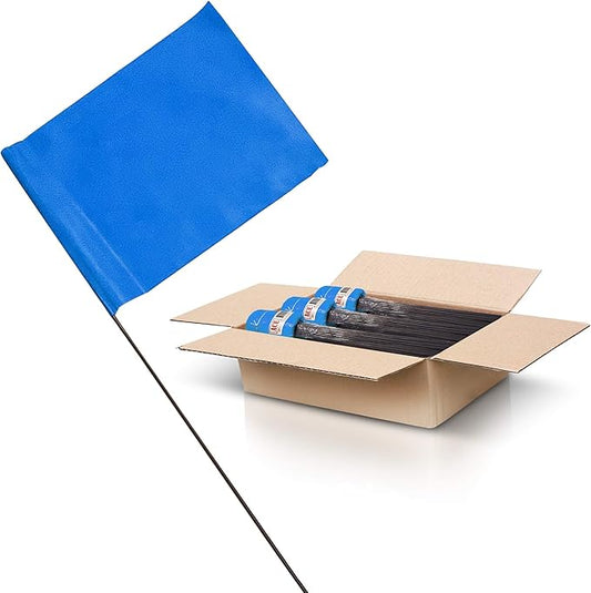 Blue Marking Flags 1000 Pack - 4x5x15 Inch Blue Flags for Yard - Markers For Lawn, Irrigation, Landscaping, Survey & Sprinkler Head Marking