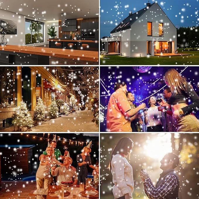 Christmas Snowfall Projector Light, Yokgrass LED Snow Projector Outdoor Holiday Lights IP65 Waterproof with Remote Control Dynamic Falling Snow Effect for Garden, Party, Halloween Landscape Decoration