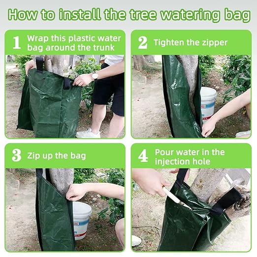 25 Pack Tree Watering Bag, 20 Gallon Slow Release Watering Bag for Trees, Premium PVC Shrub Watering Bag with Heavy Duty Zipper, Sturdy Reusable Drip Irrigation Bag