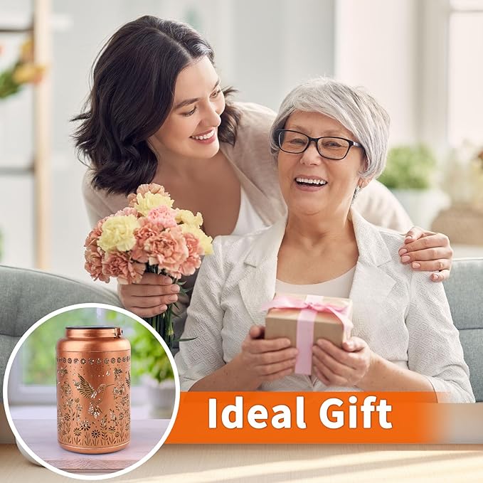 Hummingbird Solar Lanterns Outdoor Waterproof Hanging Solar Lights Metal Decorative LED Lanterns Outside Decor for Garden,Yard,Patio,Lawn Christmas Gifts for Women Mom