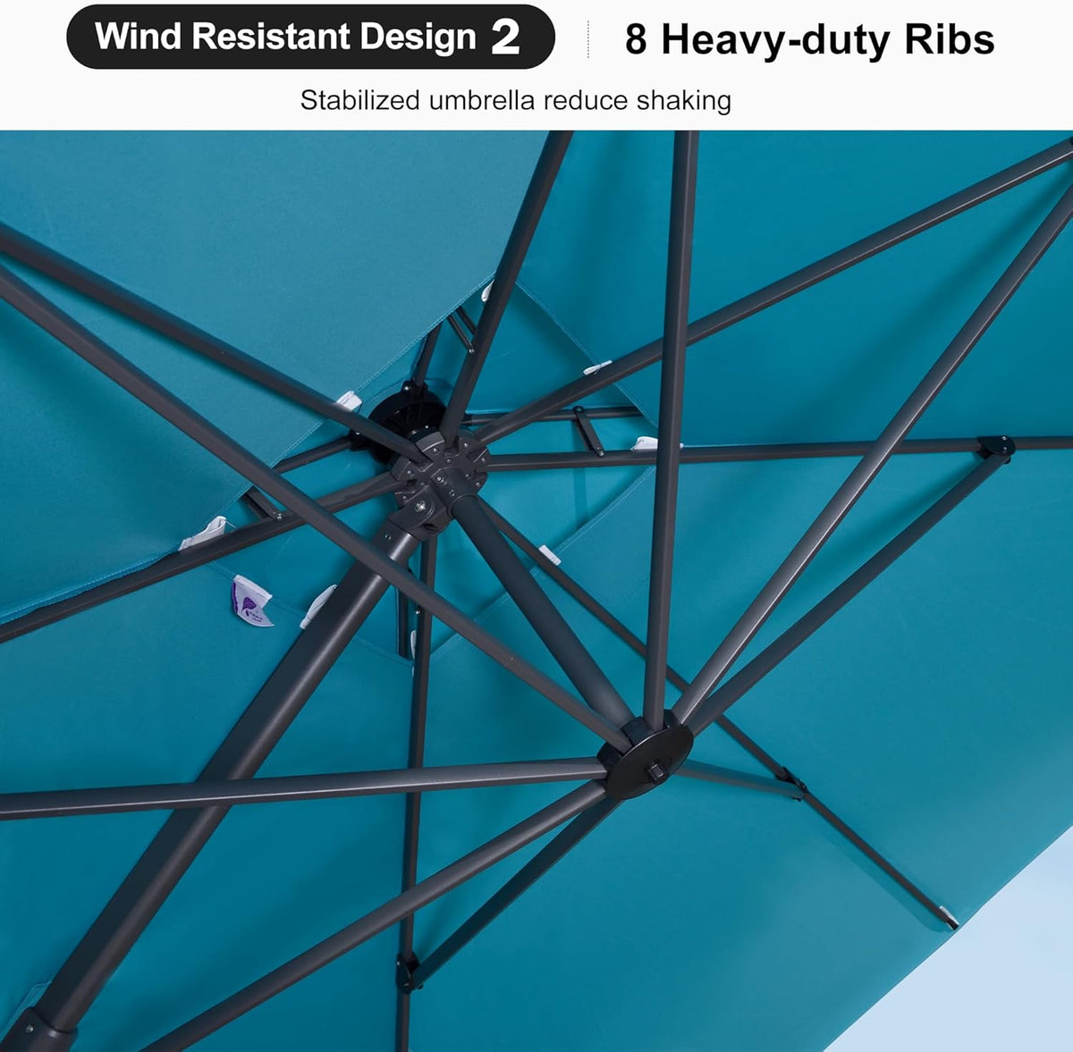PURPLE LEAF 11ft Patio Umbrella with Base Included Large Offset Umbrella Hanging Double Top Square Cantilever Outdoor Umbrella for Garden Deck Backyard Pool Turquoise Blue
