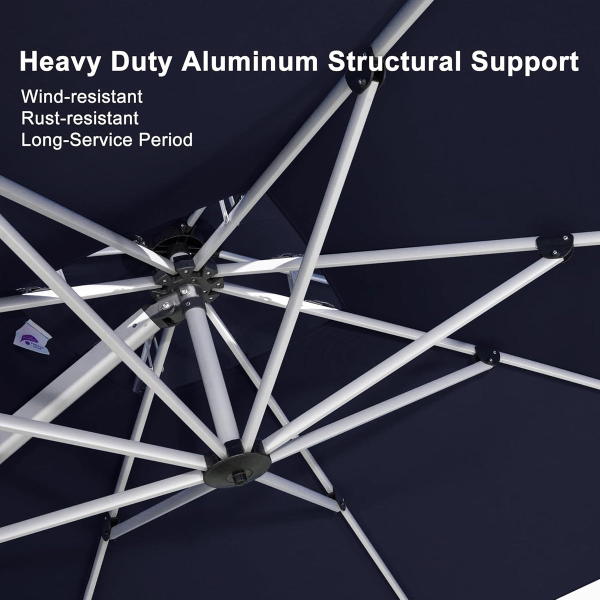 PURPLE LEAF 11 Feet Patio Umbrella Outdoor Round Umbrella Large Cantilever Umbrella Windproof Offset Heavy Duty Sun for Garden Deck Pool Patio, Navy Blue