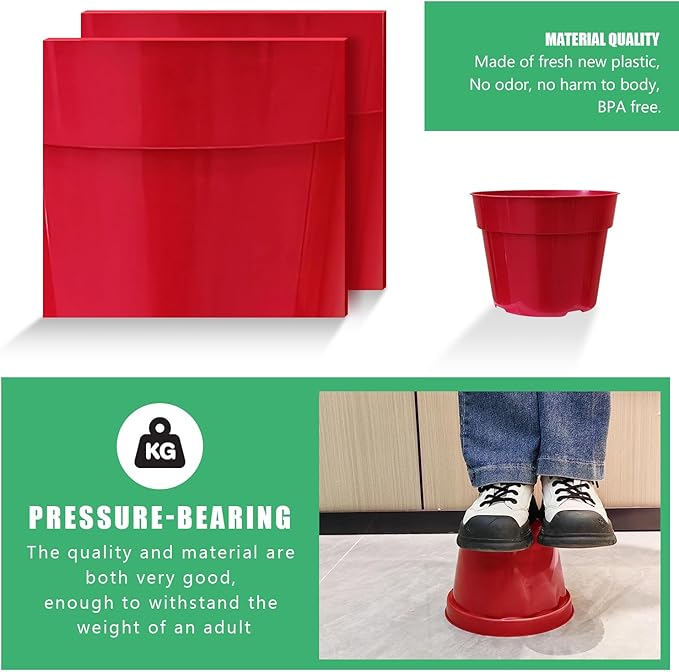 8 inch Plastic Flower Pots, Red Plant Pots 12Pack with Saucers for Indoor House Plants Growing and Decoration