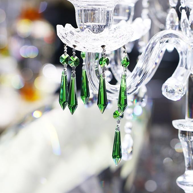 HDCRYSTALGIFTS 25pcs 55mm Green Crystal Icicle Pendant Chandelier Prisms Drops Lamp Candle Holders Curtain DIY Parts