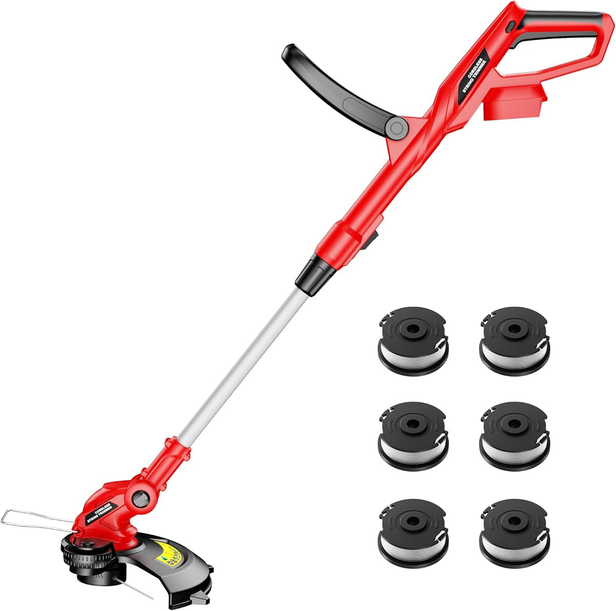 Cordless String Trimmer Compatible with Milwaukee M18 18V Battery, 12-Inch Weed Wacker Cordless, Auto Line Feed, Electric Weed Eater Battery Powered, Grass Trimmer w/ 6 Line Spools (Tool Only)