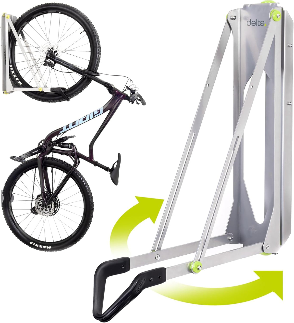 Pivot Bike Storage Rack by Delta Cycle - Bike Rack Garage Wall Mount Swivels to Save Space - No Lifting Required Vertical Bike Rack - Indoor Bike Storage Wall Hanger Holds Up to 100 lbs