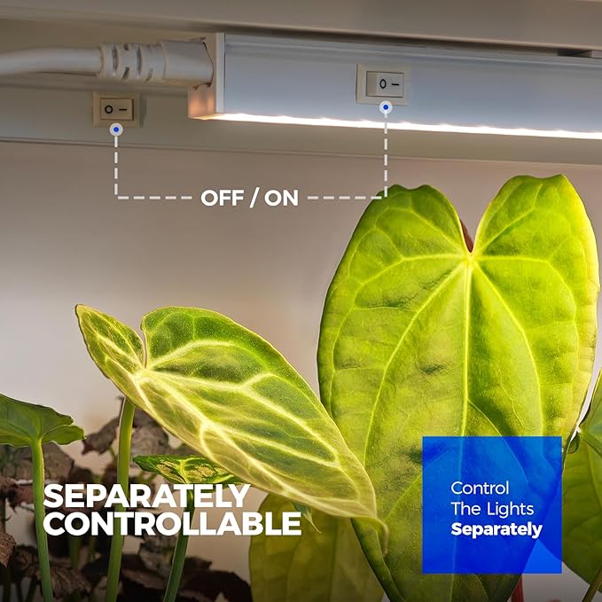 Barrina Grow Lights for Indoor Plants Full Spectrum, 2ft 40W (4 x 10W), T5 Plant Lights for Indoor Plants, Greenhouse, Plug and Play, Yellow, 4-Pack