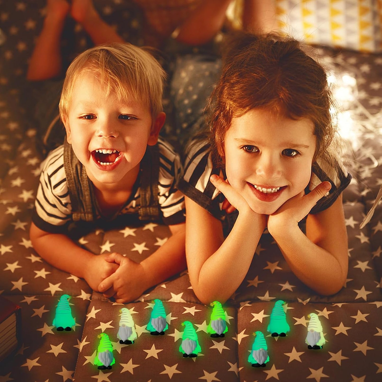 50 Pcs Luminous Mini Gnomes Figurines Fairy Glow in Dark Garden Miniature Gnome Figurines Decor Funny Poses Garden Yard Home Patio Lawn Backyard Hide See DIY Craft