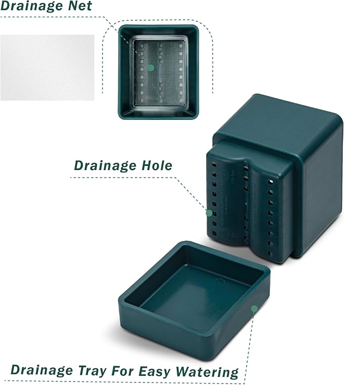 4 Inch Herb Planter Pot, Plastic Planter with Drainage Holes and Saucer, Modern Decorative Gardening Pot for Indoor Plants, Flowers, Herbs, Succulents, Green, Set of 3, 76-Y-C-3