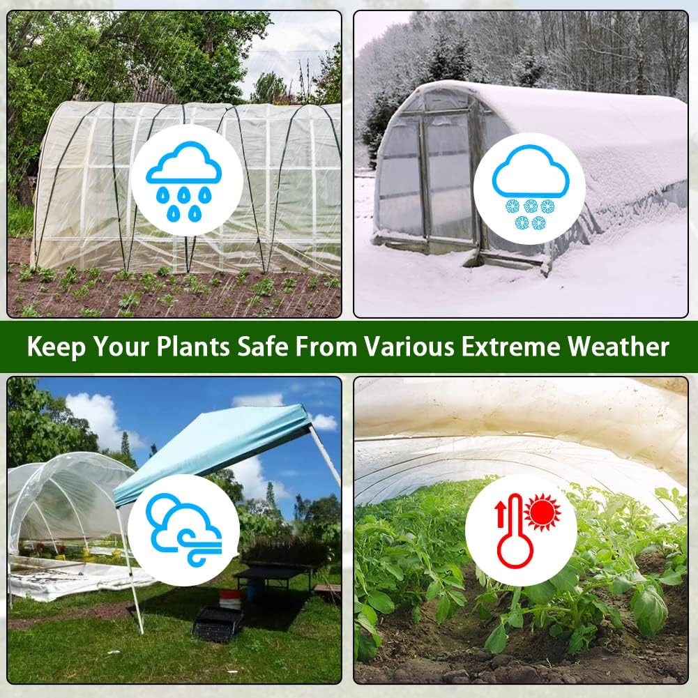 6 mil Greenhouse Plastic Film Sheeting Cover 16 x 26 Ft UV Resistant Clear Polyethylene Film Green House Hoop Farm Plastic Cover for Gardening, Farming, Agriculture