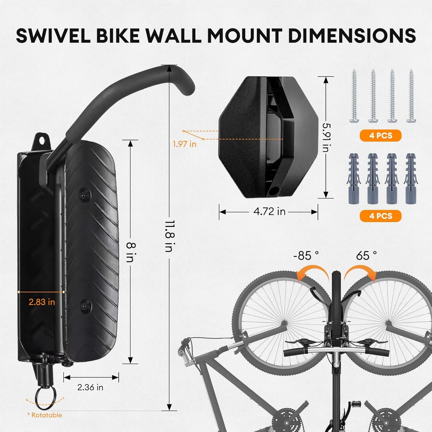 Bike Rack Garage, Bike Wall Mount – 2 Pack Bike Rack for Garage & Indoor Storage, Heavy Duty Vertical Bike Hanger Holds Up to 66 lbs, Space-Saving Bike Wall Rack for Home, Apartment, or Shed