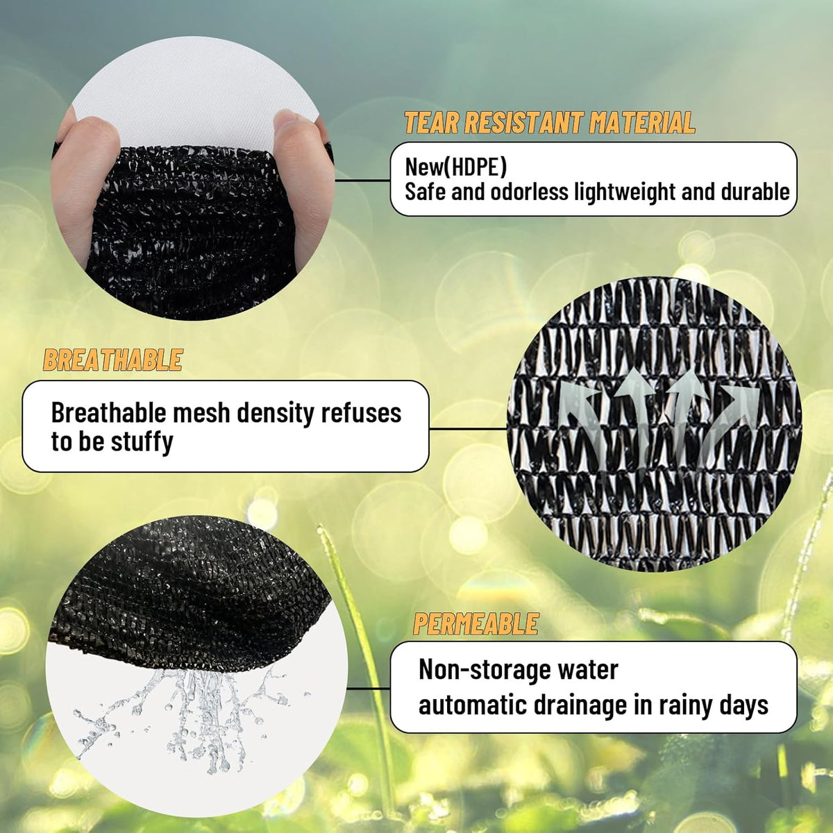 Cool Area 40% 6.5x16.5ft Sunblock Shade Cloth Cover Mesh UV Resistant Net for Garden Flower Plant Greenhouse, Black