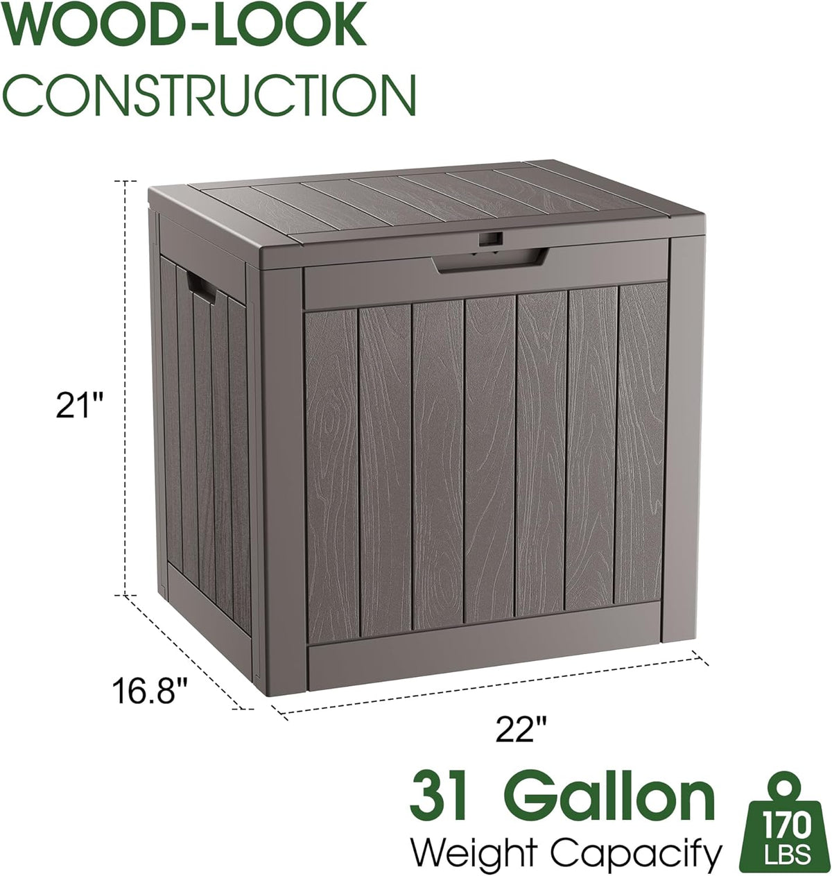 KAMABOKO 32 Gallon Outdoor Storage Box 2 Pack All-Weather Deck Box for Patio Furniture, Package Deliveries, Garden Tools, Pool Supplies & Cushions, Grey