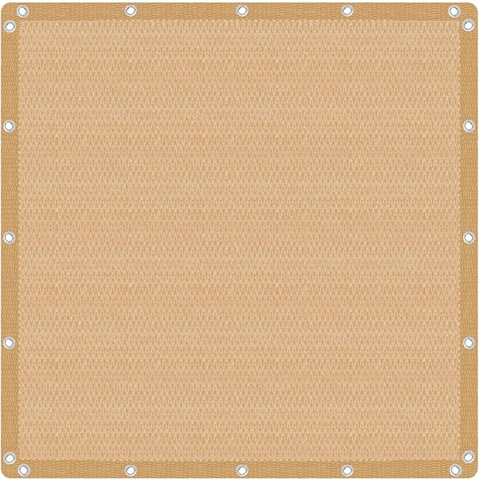 VICLLAX Shade Fabric Sun Shade Cloth with Every 2 FT Grommets for Patio Garden Pergola Cover Canopy 11x21 FT, Wheat