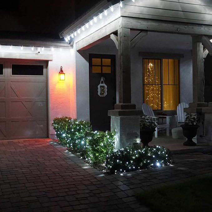 C7 Pure White LED Christmas Lights, 50Ft Vintage String Lights with 50+2 Plastic Bulbs, E12 Candelabra Base, Outdoor Retro Style Hanging Lights for X-mas Patio Fence Roofline Holiday