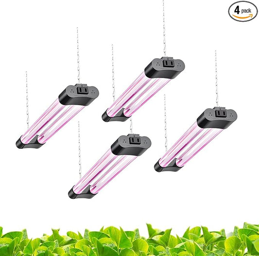 Hlite18inch 4 Pack LED Grow Lights - Linkable Grow Lights for Indoor Plants, Full Spectrum Plant Lights Plug and Hanging Design with On/Off Switch Hanging Grow Light from Seedling to Flowering, Black