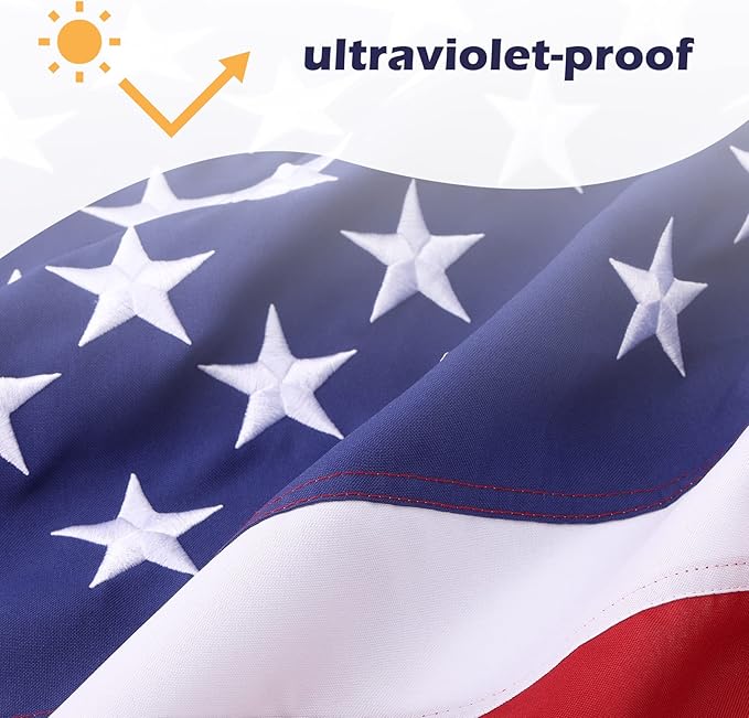 American Flag 4x6 Ft Deluxe Water Resistant Series Made From Heavy Duty Super Tough Spun Polyester/Embroidered Stars/Sewn Stripes/Brass Grommets,US Flags Perfect for Outside