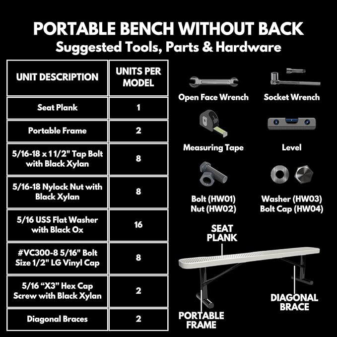 Heavy-Duty Portable Outdoor Bench Thermoplastic Coated, Expanded Metal, Commercial-Grade Seating, Made in America (Portable Without Back, 8 Ft, Textured Red)