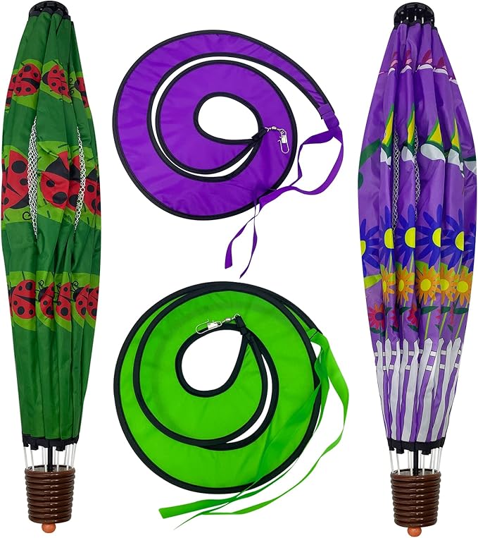 2 PCS Gaint Hot Air Balloon Wind Spinners 59 inch Garden Wind Spinner Large Hummingbird Ladybug Spinners Hanging Wind Socks Twisted Whirlygig Windmill for Yard Garden Lawn Outdoor Decorations