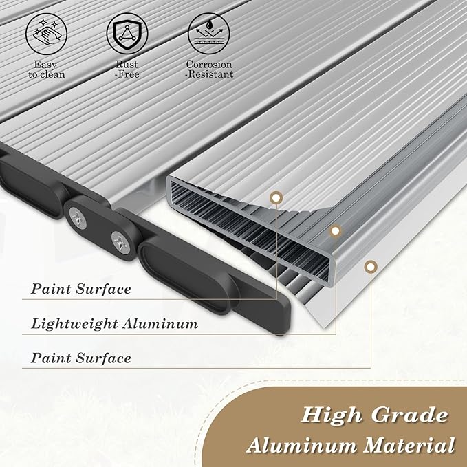 Athena Collection Foldable Camping Table, 47" Aluminum Outdoor Folding Camp Table with Mesh Layer Telescopic Legs and Carry Bag, Lightweight and Portable for Outdoor Camping Picnic Grilling, Silver