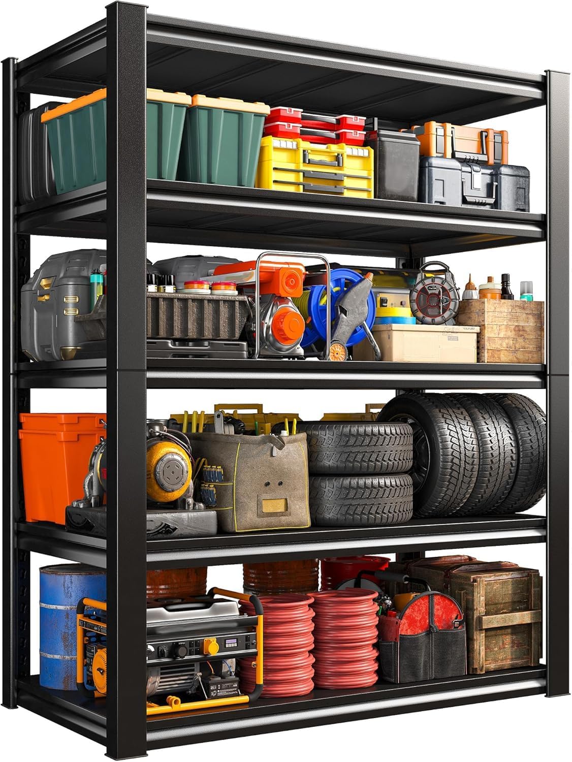 REIBII Garage Shelving Heavy Duty 2500LBS Storage Shelves 40" W Garage Shelves Heavy Duty Shelving Metal Shelves for Warehouse, Basement, Pantry, 40" W x 17.7" D x 72.2" H