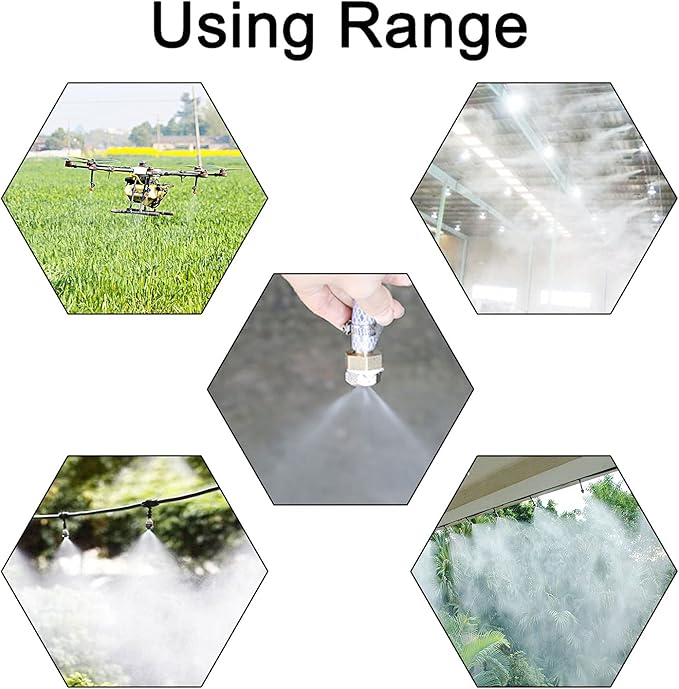 Aopin G 3/16 Brass Misting Nozzles 0.6mm / 0.024" Orifice Atomizing Mister Sprayer Nozzle Suitable For Outdoor Cooling,Garden Irrigation,Fountain, Crop Nutrient Injection, Greenhouse 8 Pcs