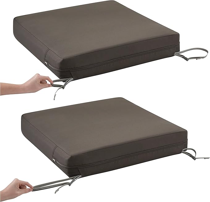 Classic Accessories Ravenna Water-Resistant 21 x 19 x 5 Inch Patio Seat Cushion, Dark Taupe, Patio Loveseat Cushion