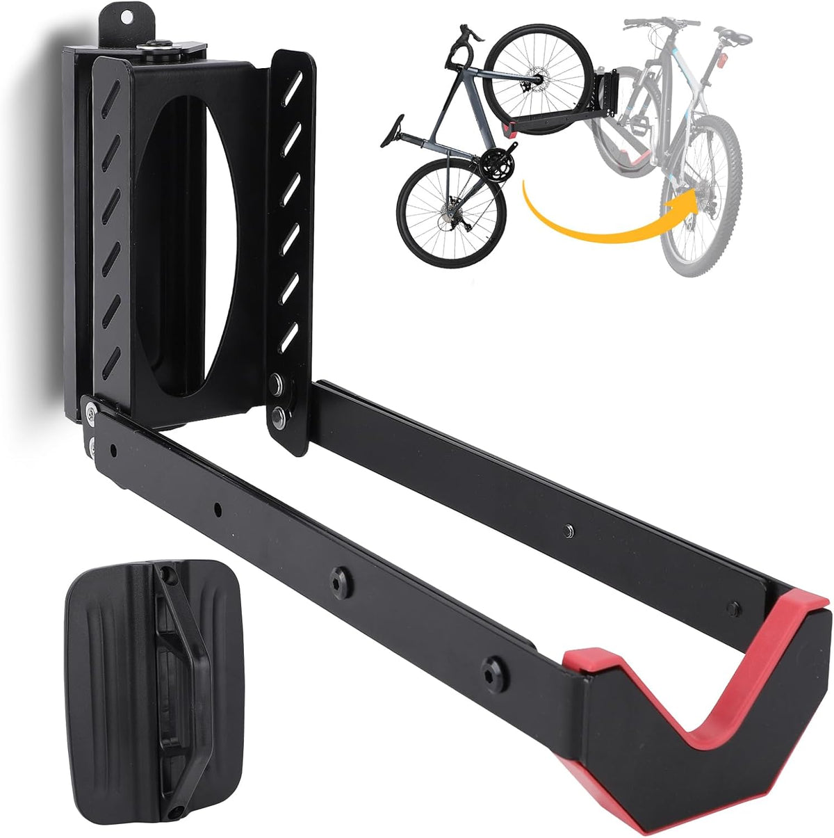 Swivel Bike Wall Mount, Vertical Bicycle Hook Hangers, Can Hold Up to 77 lbs, Cycle Wall Hanger for 16-29 Inch Diameter Wheels