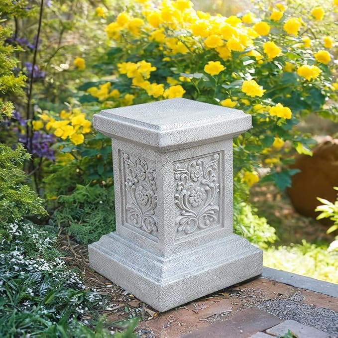 Classic Statuary Stand Garden Pedestal Sculpture Decor Plinth Base Riser, Outdoor or Indoor Resin Statuary Pedestal, 12.6"(H) x 9.5"(L) x 9.5"(W)