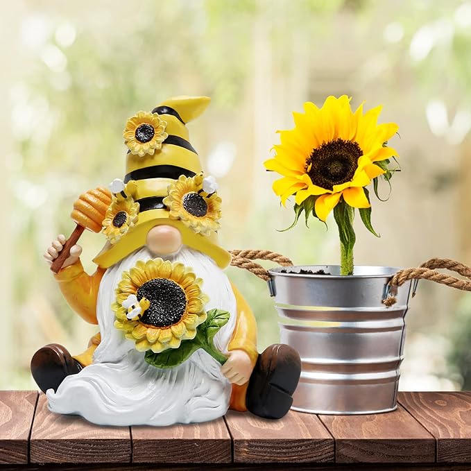 Hodao Bumble Bee Spring Gnome Decorations Honey Bee Gnomes Ornaments World Bee Day Decorations Gifts Fall Thanksgiving Gnomes Figurines Bee for Garden Decor Birthday Gifts for Mom, Grandma, Women