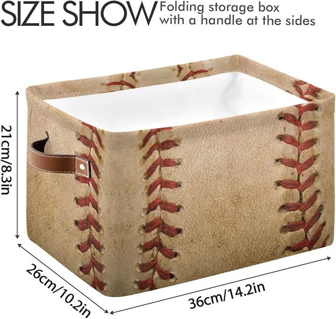 Baseball Rectangular Storage Basket Organizer Bin Shelf Baskets For Home Office Dorm