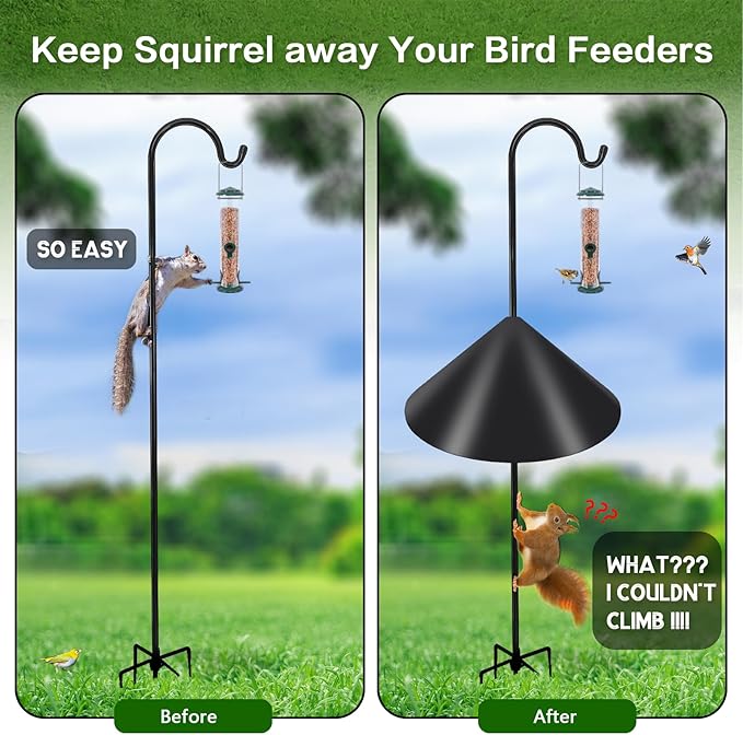 Gtongoko 19 Inch Squirrel Baffle for Bird Feeder Pole Squirrel Guards for Shepherds Hook Stopper for Bird Feeders Black 1 Pack